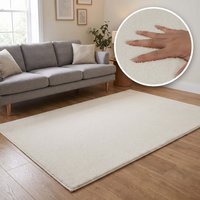 Washmellow Machine Washable Soft Pile Area Rug with Non-Slip Backing - Cream / 140cm / 80cm / 1.12kg