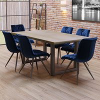 Baran, Baran Dining Set - Light Brown / Blue Baran, Baran Dining Set - Light Brown / Blue
