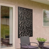 MirrorOutlet Amarell Metal Leaf design Garden screen 120 X 60cm - Black