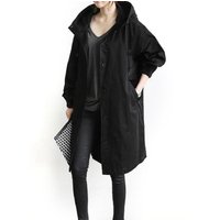 Womens Casual Style Trench Coat - Black / L