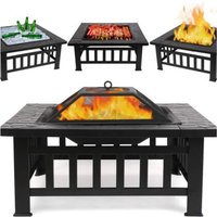 Outdoor 3 in 1 BBQ Large Firepit Brazier - Black