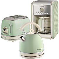 Vintage Green 1.7L Dome Kettle, 2 Slice Toaster and Drip Filter Coffee Maker - Green