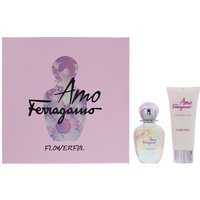 Salvatore Ferragamo Amo Flowerful Eau De Toilette 50ml Gift Set - Pink