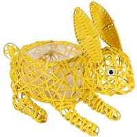 Wire Framed Rabbit Planter - Yellow