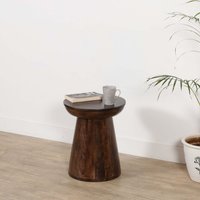 Natural Solid Dark Mango Wood Side Table - Wood