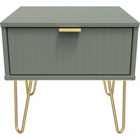 Linear Ready Assembled 1 Drawer Bedside Cabinet with Legs - Reed Green