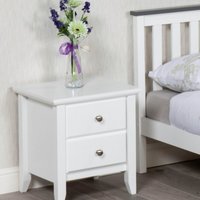 Amani Twin Drawers Bedside Table - Satin White
