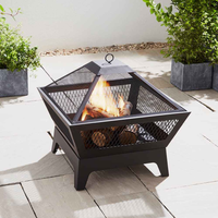 Outdoor Fireplace with Mesh Lid - Black