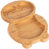 Children's Bamboo Suction Penguin Plate - Pastel Pink