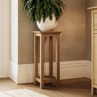 Painted Side Table With Shelf and Oak Effect Top - Natural Oak / Solid Oak