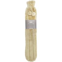 Long KH Faux Fur Hot Water Bottle - Biscuit