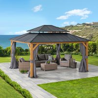 Sunjoy Cedar Wood Patio Gazebo Trivor - Anthracite