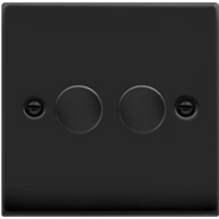 Matt Black 2 Gang 2 Way LED 100W Trailing Edge Dimmer Light Switch - Matt Black