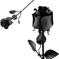 World of Nature Handcrafted Iron Rose for Anniversary - Black Forged Iron - Black