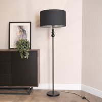 Marissa Stacked Ball Floor Lamp with Fabric and Metallic Shade - Black