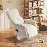 HOMCOM Massage Recliner Chair with Footstool Adjustable Backrest - Cream