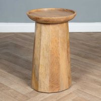 Round Side Table Light Oak Finish - Brown