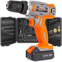 18V Cordless Drill and 89pc Screwdriver Set - Grey