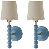 Bobbins Pastel Wall Light with Scallop Shade - Powder Blue / 2 / Yes