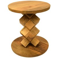 Battle Mango Round Side Table - Brown