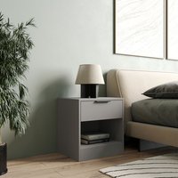 Bedside Cabinet with Shelf - Wooden Bedroom Nightstand Side Table - Grey / 46.5cm / 1