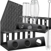 Bottle Holder Triso, For 3 Bottles, With Drip Tray, Lid Holder Cleaning Brush - Black