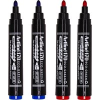Artline Eco-Green Permanent Marker Dry Safe Pack of 4 - Bullet nib - Blue and Red