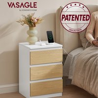 VASAGLE Set of 2 Charging Bedside Table - White / 59in