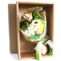 Boxed Hand Soap Flower Bouquet Scented Bath Roses and Carnations - Green