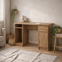 Wyld Haus Hemingway Natural Oak Office Desk - 1 Door 1 Drawer - Neutral