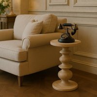Solid Wood The Bellis Marble Accent Table - Brown & White