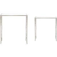 Merlin Set Of Two Silver Leaf Side Tables - Silver