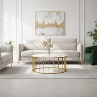 Arezzo Round Coffee Table With Gold Finish Frame - Gold