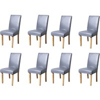 Faux Leather Dining Chair Covers - Grey / 8
