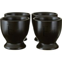 Set Of Four Black Text Egg Cups - Black