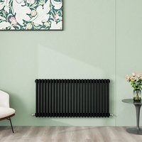 Horizontal Traditional Cast Iron Style Radiator 300-600mm 3 Column Black - Black / 60cm / 119cm
