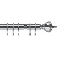 35mm Fixed Length Metal Curtain Pole Set Chrome Vienna Finial - Chrome / 85cm