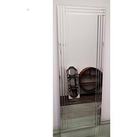 Wall Mirror Full Length Triple Edge Strips Border Frameless - Silver