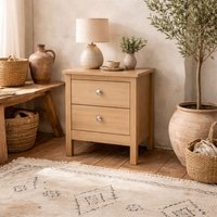 Gossmere Hickory Effect Bedside Table 2 Drawers - Neutral