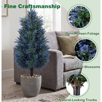Set of 2 Artificial Lavender Topiary Trees