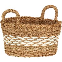 Lidi Round Seagrass Basket - White, Natural