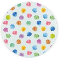 Multicoloured Polka Dots Textured Glass Round Trivet - Small Kitchen Chopping Board - Green