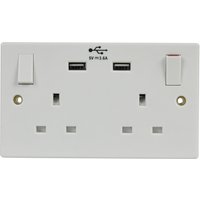 2 Gang Switched Socket with USB