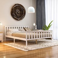 Milan Wooden High Foot End Bed - White / King