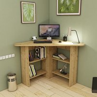 Corner Corner Computer Desk with Shelves - Sapphire Oak