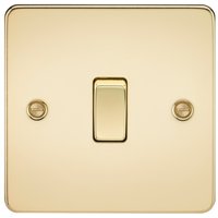 Knightsbridge Flat Plate 10AX 1G 2 Way Switch - Polished Brass - FP2000PB - Polished Brass