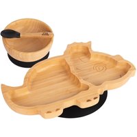 Children's Bamboo Suction Dinosaur Dinner Set - Black
