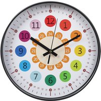 Livingandhome, Kids Learning Silent Time Teaching Wall Clock - Colourful Livingandhome, Kids Learning Silent Time Teaching Wall Clock - Colourful