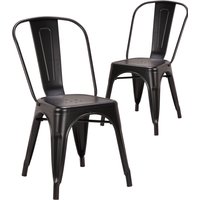 RayGar, Pair of Pollux Metal Dining Chairs - Matte Black RayGar, Pair of Pollux Metal Dining Chairs - Matte Black