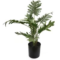 Artificial Philodendron Plant in Black Pot - Green